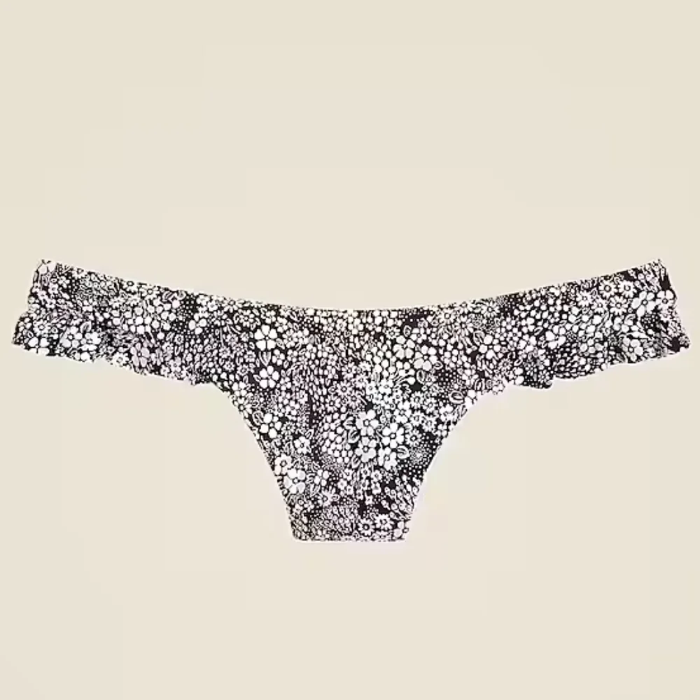 J.Crew Floral Side Ruffle Low Rise Bikini Bottom, Xl, Blue/ White